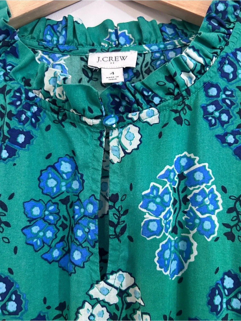 J. Crew Green Floral Short-Sleeve Midi Dress 4 - Picture 5 of 16